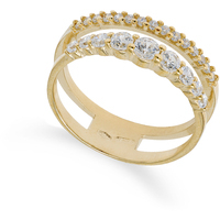 anello a due fasce in oro giallo 9kt e zirconi