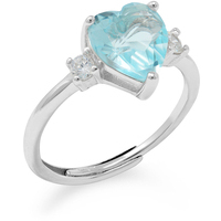 anello in argento925 con cuore color acquamarina