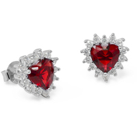 orecchini cuore in argento925 color rubino