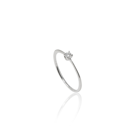 Solitario in oro bianco 18Kt e zircone mis. 14