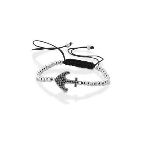 Bracciale in acciaio con sfere e ancora 