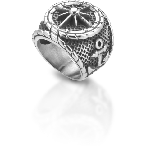 Anello mis-24 in acciaio con rosa dei venti