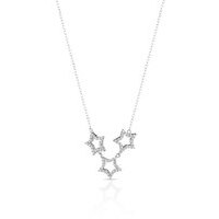 collana in argento con tre stelle e cristalli