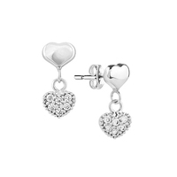 orecchini donna con cuori oro bianco 18kt e zirc.