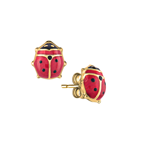 Orecchini bimba coccinella media in oro 18kt