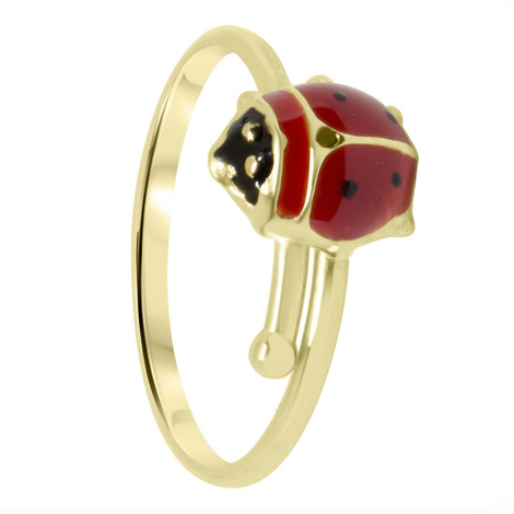 Anello bimba con coccinella in oro 18kt