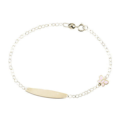 Bracciale bimba con farfalla e piastrina oro 18kt