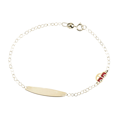 Bracciale bimbo con piastrina, macchinina oro 18kt