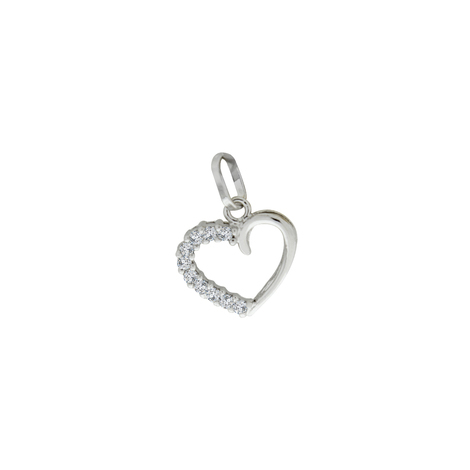 Ciondolo donna cuore in oro bianco 18kt e zirconi