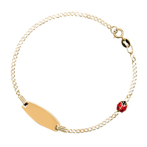 Bracciale bimba con coccinella e piast. oro 18kt