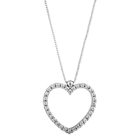 girocollino donna con cuore oro bian. 18kt e zirc.