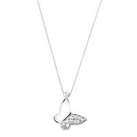 girocollino donna farfalla oro bianco 18kt e zirc.