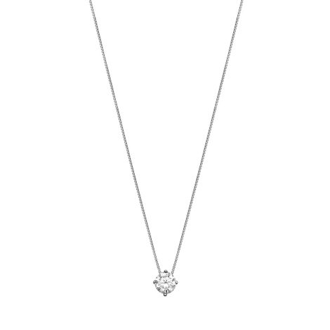 Girocollo donna punto luce oro bianco 18kt e zirc.