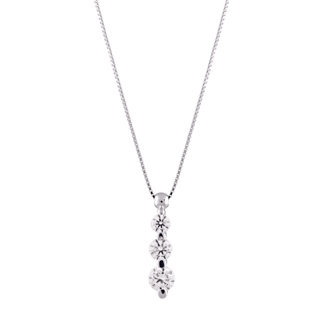 Girocollino con trilogy zirconi in oro bianco 18kt