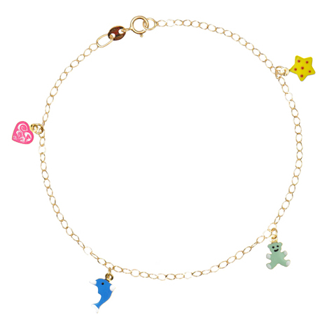 Bracciale bimba con charms in oro 18kt