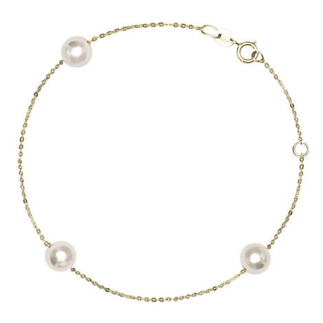 Bracciale donna con tre perle in oro 18kt