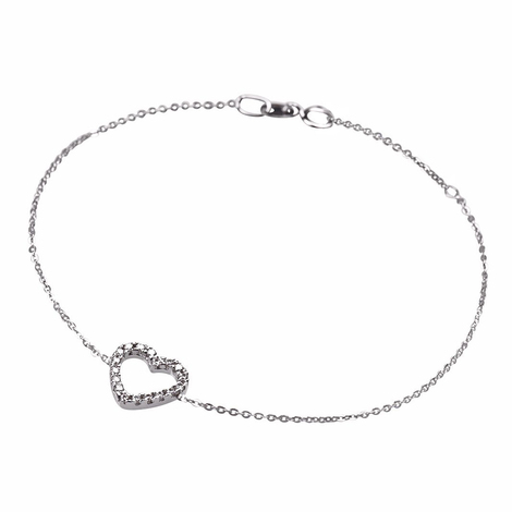 Bracciale donna cuore oro bianco 18kt e zirc.