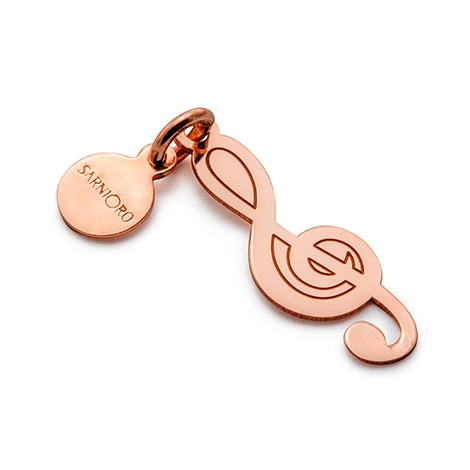 Charm in argento pvd oro rosa "Chiave di violino"