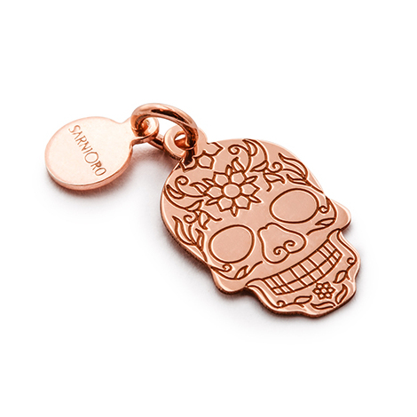 Charm in argento pvd oro rosa "Teschio messicano"