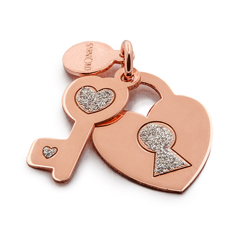 Charm in argento e pvd oro rosa "chiave del cuore"