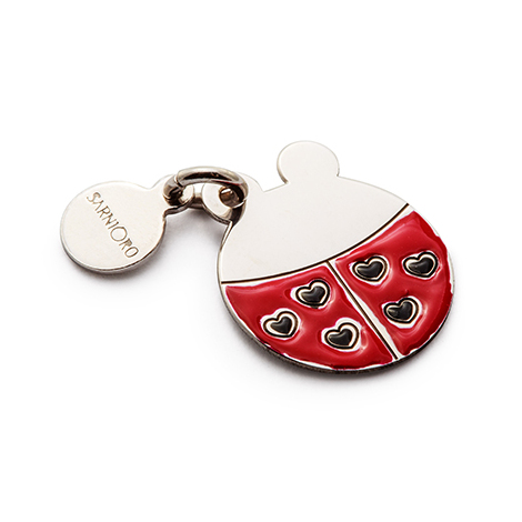 Charm in argento con smalto rosso e nero "Ladybug"