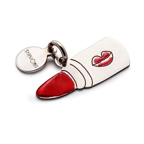 Charm in argento 925 "rossetto rosso"