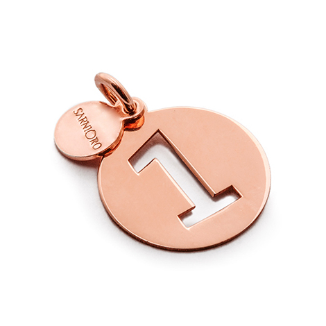 Charm number one in argento rose gold