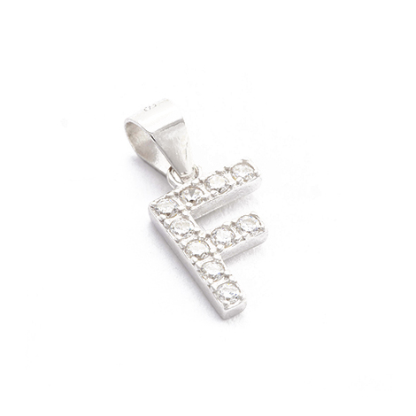 Charm in argento e zirconi lettera F