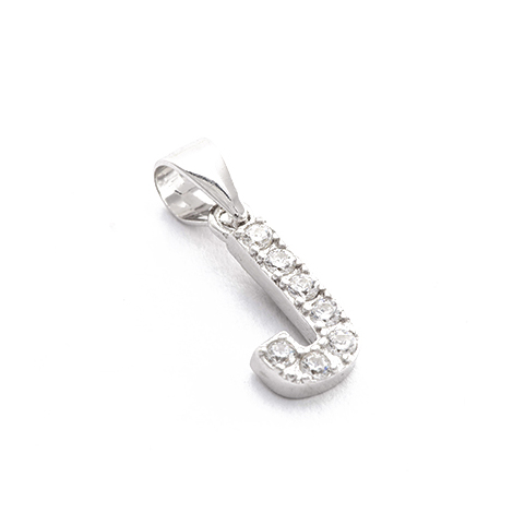 Charm in argento e zirconi lettera J