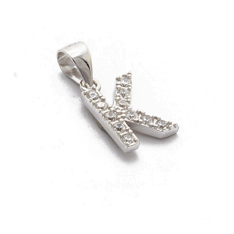 Charm in argento e zirconi lettera K