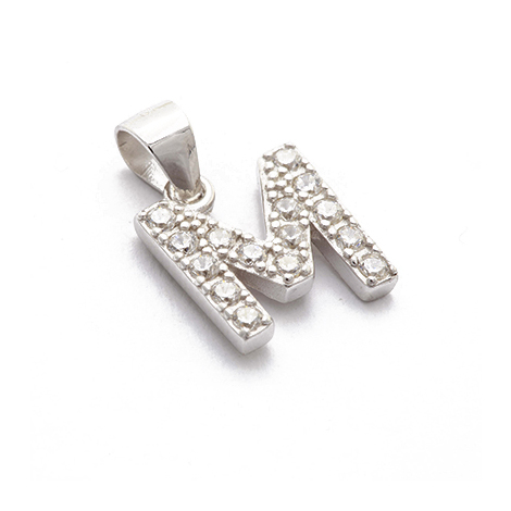 Charm in argento e zirconi lettera M