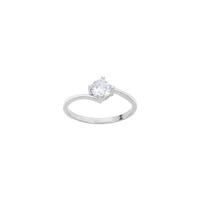 anello solitario in argento con cristallo