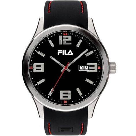 Orologio analogico in acciaio e silicone nero 