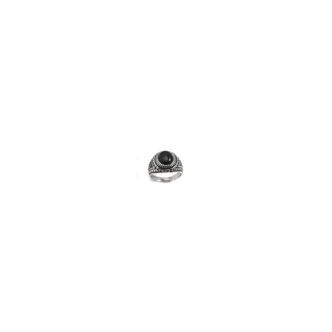 Anello uomo in argento con pietra nera 