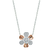 collana in argento925 rosato con cristalli bianchi