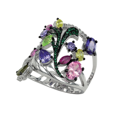 Anello in argento925 con zirconi colorati