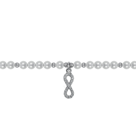 Bracciale infinito in argento con perle e zirconi 