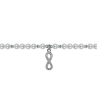 bracciale infinito in argento con perle e zirconi 
