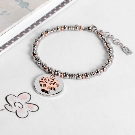 BRACCIALE ORO GIALLO ROSA E BIANCO 18K 750, TRECCIA, CERCHI ALTERNATI