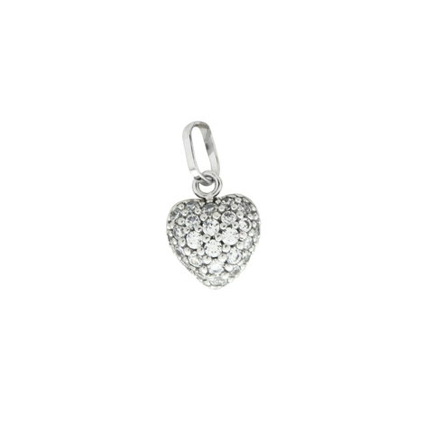 Ciondolo donna cuore in oro bianco 18kt e zirconi
