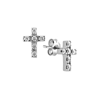 Mono orecchino a croce in oro bianco 18k con diamanti | GV