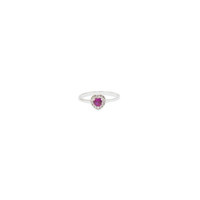 anello in oro 18kt cuore pietra rossa e zirconi