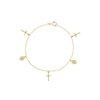 bracciale in oro 18kt con croci e medaglia sacra