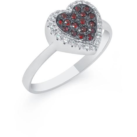 Anello in oro 18 KT con cuore rubino