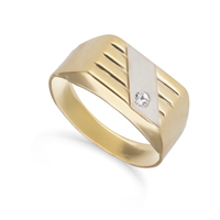 anello chevalier in oro 18 kt bicolore