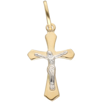 ciondolo croce cristo bicolore oro 18kt sarnioro