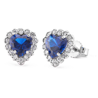 orecchini con zircone zaffiro cuore in oro 18 kt