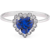 anello zirconi e zaffiro cuore in oro 18 kt