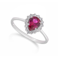 anello in oro 18 kt con zirconi rubino goccia