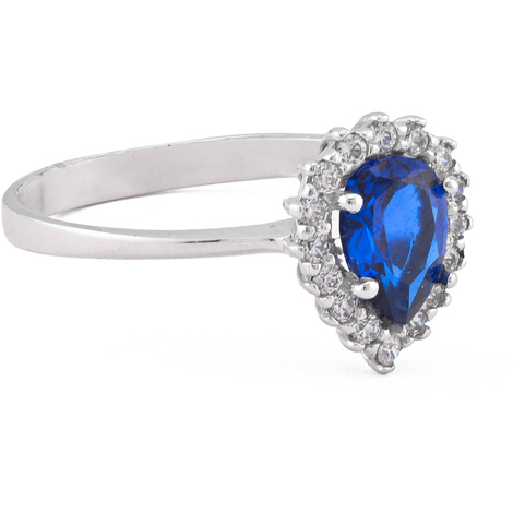 Anello in oro 18 kt con zirconi zaffiro goccia